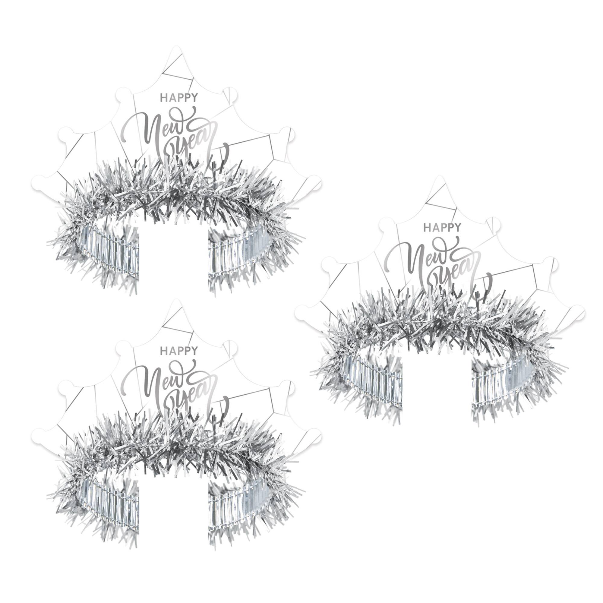 Beistle White New Year Silver Tiaras, 50ct.